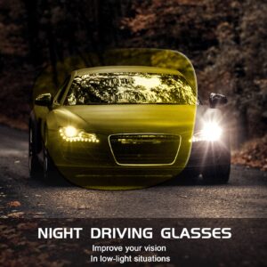 LVIOE Oversized Women Night Vision Glasses for Driving Fit Over Glasses with Polarized Yellow Tinted Lenses LN7519