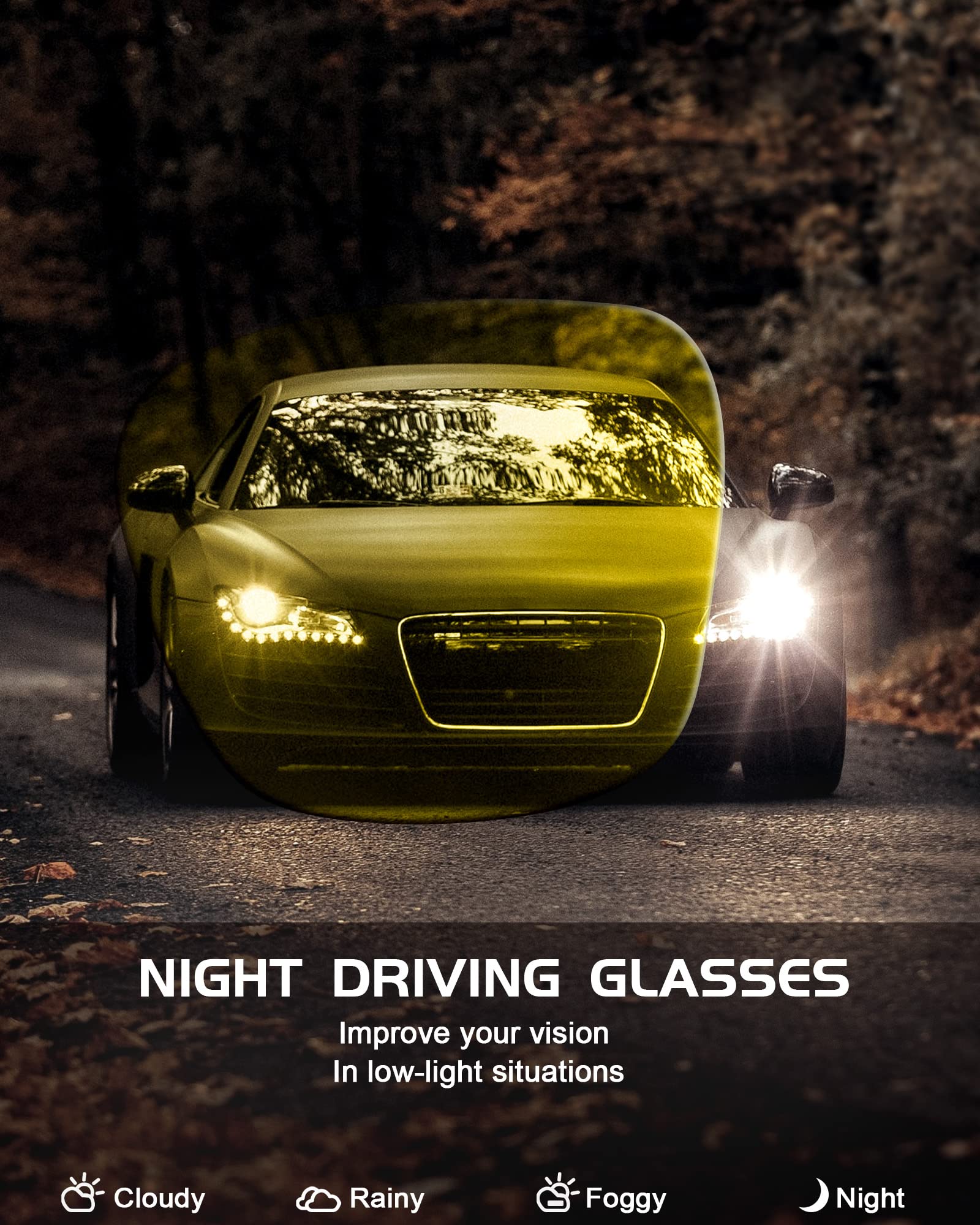 LVIOE Oversized Women Night Vision Glasses for Driving Fit Over Glasses with Polarized Yellow Tinted Lenses LN7519