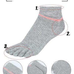 Bencailor 4 Pair Women Five Toe Socks Cotton Toe Socks Athletic Running Long Split Toe Women's Cotton Crew Ankle Socks(Black, White, Grey, Khaki)