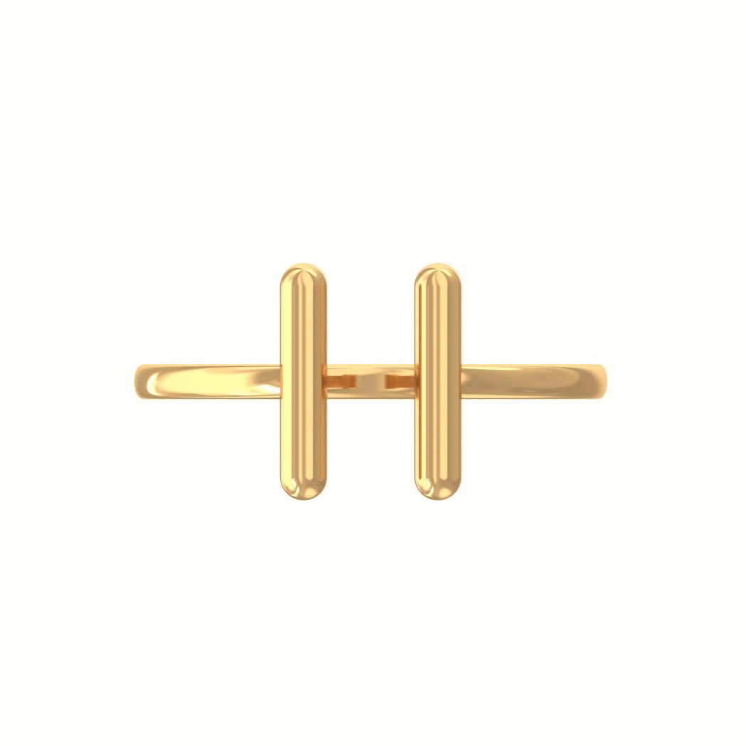 DHRUVANSH CREATIONS Open Bar Ring, Parallel Bar Ring, Double Bar Ring, Gold Bar Ring, Modern Ring, Open Ring, Modern Minimalist Ring, Line Ring, Double Bar, Double Ring (6.5, Gold)