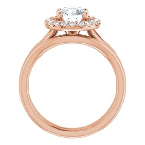 Round Moissanite Engagement Ring Set 1 CT Handmade 10K Solid Rose Gold Rings for Women Solitaire Colorless Diamond Anniversary Halo Bridal Wedding Ring Proposal Gifts VVS1 Colorless