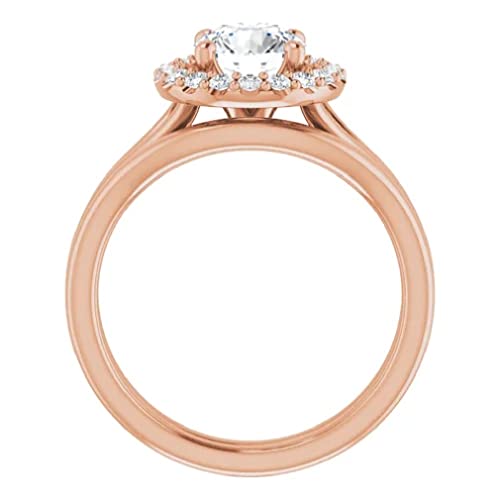 Round Moissanite Engagement Ring Set 1 CT Handmade 10K Solid Rose Gold Rings for Women Solitaire Colorless Diamond Anniversary Halo Bridal Wedding Ring Proposal Gifts VVS1 Colorless