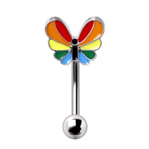 Pierced Owl 16GA 316L Stainless Steel Rainbow Butterfly Eyebrow Curved Barbell