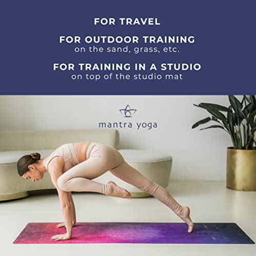 Mantra Yoga Travel PRO 1.5mm - Foldable Fitness & Exercise Mat with Bag | Lightweight, Compact & Eco-Friendly | Non-Slip & Washable | For All Types of Yoga | 72" L x 24" W