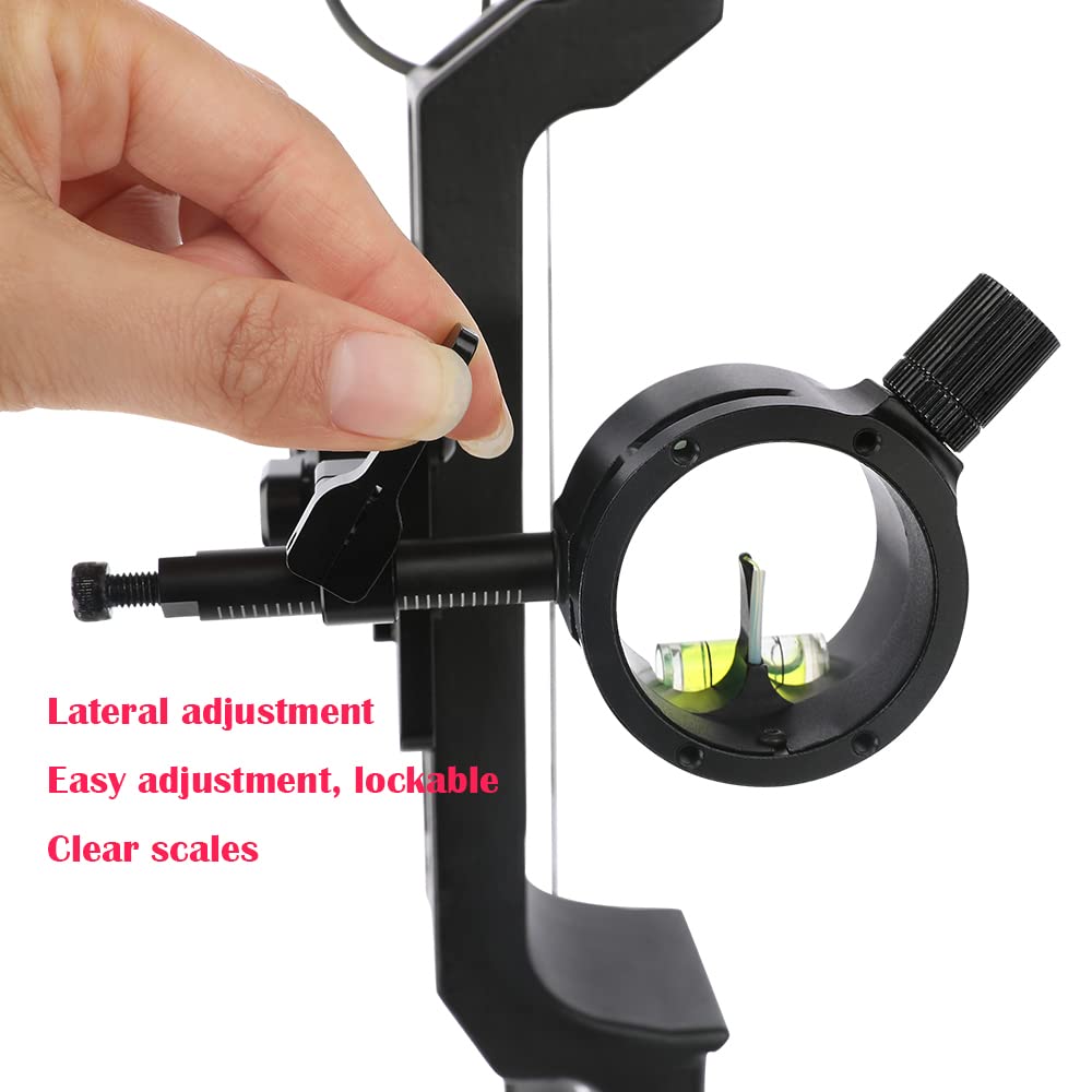 Archery Compound Bow Sight Aluminum Alloy 0.019" Fiber Optic 1 Pin Bow Sight Micro-Adjustable Aim Sight Toolless Quickset with Sight Light Compound Bow Accessory (Bow Sight)