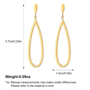 MUYAN 14K Gold Plated Waterdrop Geometric Drop Dangle Earrings for Women Stainless Steel Teardrop Dangle Earrings Trendy Jewelry