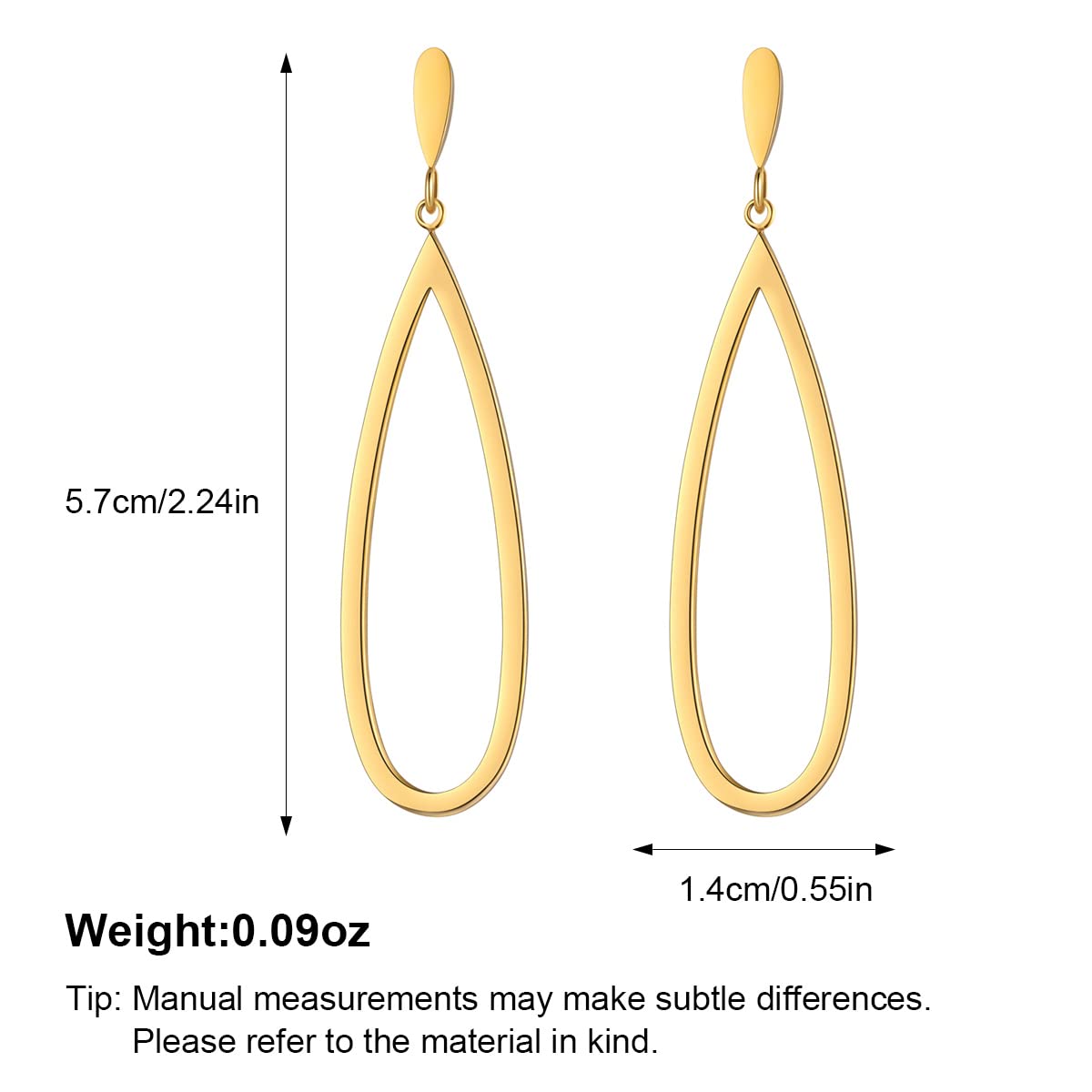 MUYAN 14K Gold Plated Waterdrop Geometric Drop Dangle Earrings for Women Stainless Steel Teardrop Dangle Earrings Trendy Jewelry