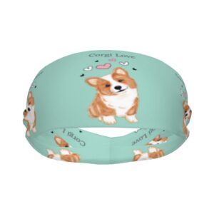 Workout Headband Cute Corgi Hairband Breathable Sweatbands