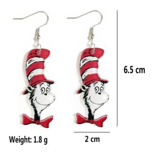 Colorful Resin Acrylic Teacher Student Dangle Earrings Cute Animal Cat Dog Elephant Earrings for Women Jewelry Back to School Gift for Teacher-Style C