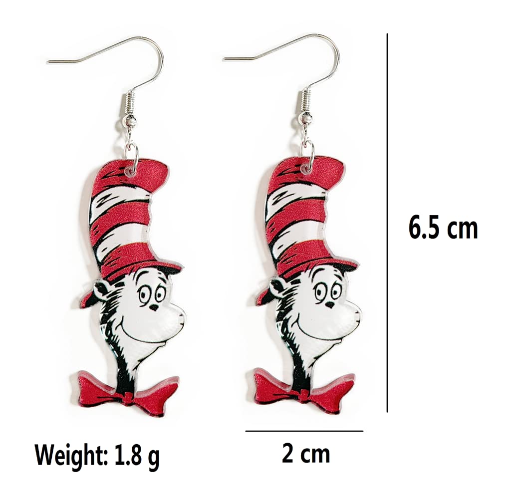 Colorful Resin Acrylic Teacher Student Dangle Earrings Cute Animal Cat Dog Elephant Earrings for Women Jewelry Back to School Gift for Teacher-Style C