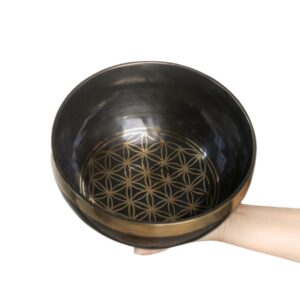 Himalayan Singing Bowl Set — 100% Handmade 8" Meditation Sound Bowl Handcrafted in Nepal with Mallet Striker & Cushion for Spiritual Healing, Mindfulness, Yoga & Relaxation, Flower of Life