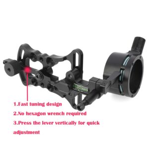 Archery Compound Bow Sight Aluminum Alloy 0.019" Fiber Optic 1 Pin Bow Sight Micro-Adjustable Aim Sight Toolless Quickset with Sight Light Compound Bow Accessory (Bow Sight)