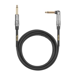 Clef Audio Labs Instrument Guitar Cable, 6ft - 1/4 inch TS Straight to Right Angle Electric bass Guitar AMP Cord, 22AWG, Black-Chrome Zinc Alloy Shell, PVC Jacket