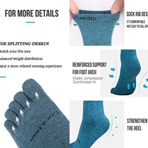 OrrinSports Toe Socks for Men Women Coolmax Liner Running Socks 3 Pairs Breathable Athletic Five Finger Socks (Size Medium)