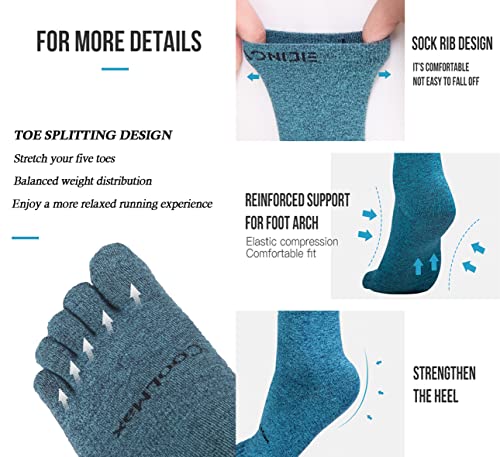 OrrinSports Toe Socks for Men Women Coolmax Liner Running Socks 3 Pairs Breathable Athletic Five Finger Socks (Size Medium)