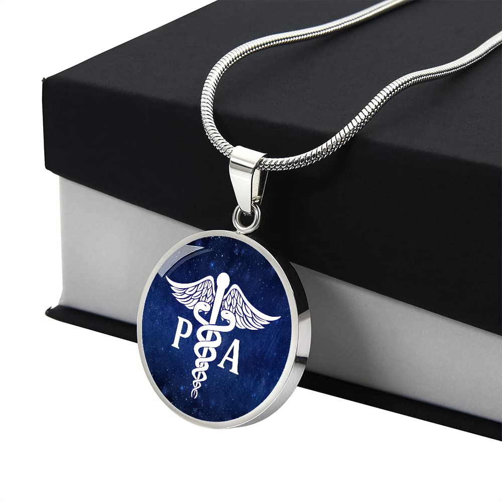 PA Gifts Behind You All Your Memories Physician Assistant PA Graduation Gifts Medical Student Gift PA Necklace Women Men (PA Caduceus Pendant Necklace 18k Yellow Gold Finish)