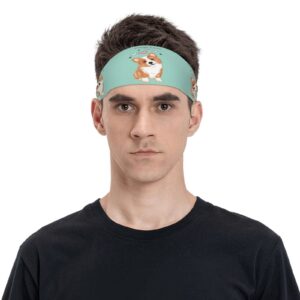 Workout Headband Cute Corgi Hairband Breathable Sweatbands