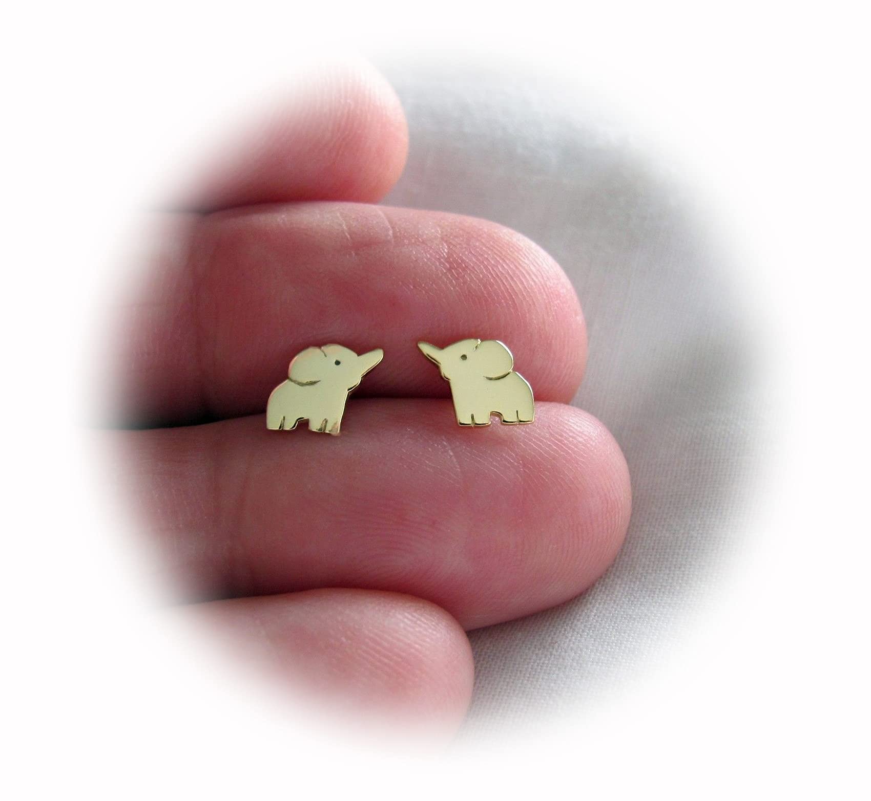 New 18K Gold Plated Sterling Silver 6mm Elephant Post Stud Earrings ME0869MOOO