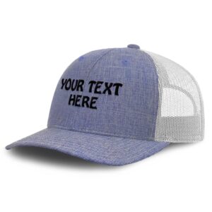 Mesh Trucker Hat Baseball Cap Custom Personalized Text Cotton Dad Hats for Men & Women Snapback Heather Light Blue One Size