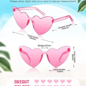 Chicpop Heart Shape Sunglasses Rimless Heart Sunglasses Colorful Heart Glasses for Valentine Mardi Gras Women Party Favor