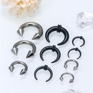 Tvalccoy Septum Stretching Kit 14g 12g 14 10g 8g 6g 4g 14 12 Gauge Big Nose Piercing Rings Stretched Jewelry for Women Men Acrylic Pincher Taper Surgical Steel Horseshoe Internally Threaded