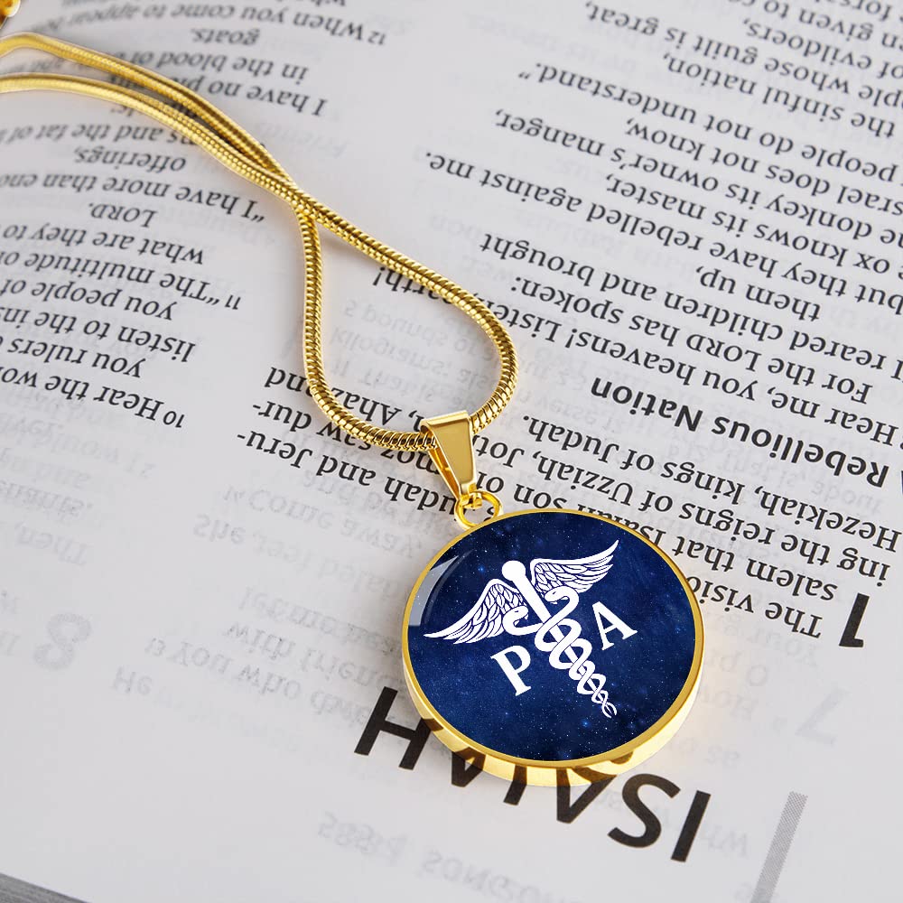 PA Gifts Behind You All Your Memories Physician Assistant PA Graduation Gifts Medical Student Gift PA Necklace Women Men (PA Caduceus Pendant Necklace 18k Yellow Gold Finish)