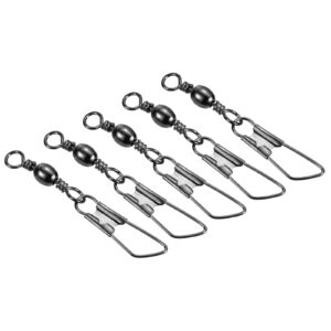 patikil fishing barrel swivel with safety snap, 50pcs 26lb carbon steel solid ring terminal tackle for saltwater freshwater fishing, black