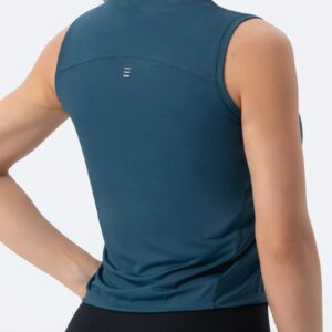 Ice Silk Workout Tops for Women Quick Dry Muscle Gym Running Shirts Sleeveless Dark Blue Green