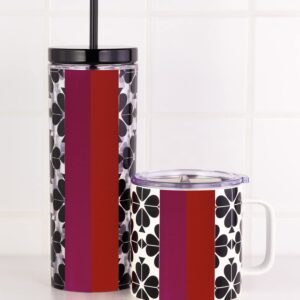 Kate Spade New York Acrylic Tumbler with Lid and Straw, 24 oz Tumbler, Slim Double Wall Tumbler, Spade Flower Stripe