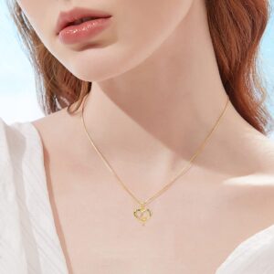 SISGEM 14k Gold I love You Forever Heart Necklaces for Women, Real Gold Box Chain Love Pendant Jewelry, Anniversary Present for Wife, Gifts for Her, 18 Inch