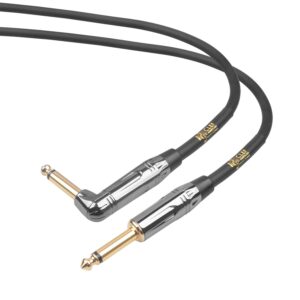 Clef Audio Labs Instrument Guitar Cable, 6ft - 1/4 inch TS Straight to Right Angle Electric bass Guitar AMP Cord, 22AWG, Black-Chrome Zinc Alloy Shell, PVC Jacket