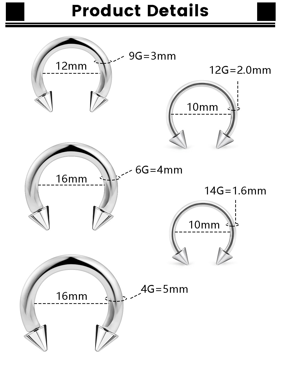 Tvalccoy Septum Stretching Kit 14g 12g 14 10g 8g 6g 4g 14 12 Gauge Big Nose Piercing Rings Stretched Jewelry for Women Men Acrylic Pincher Taper Surgical Steel Horseshoe Internally Threaded