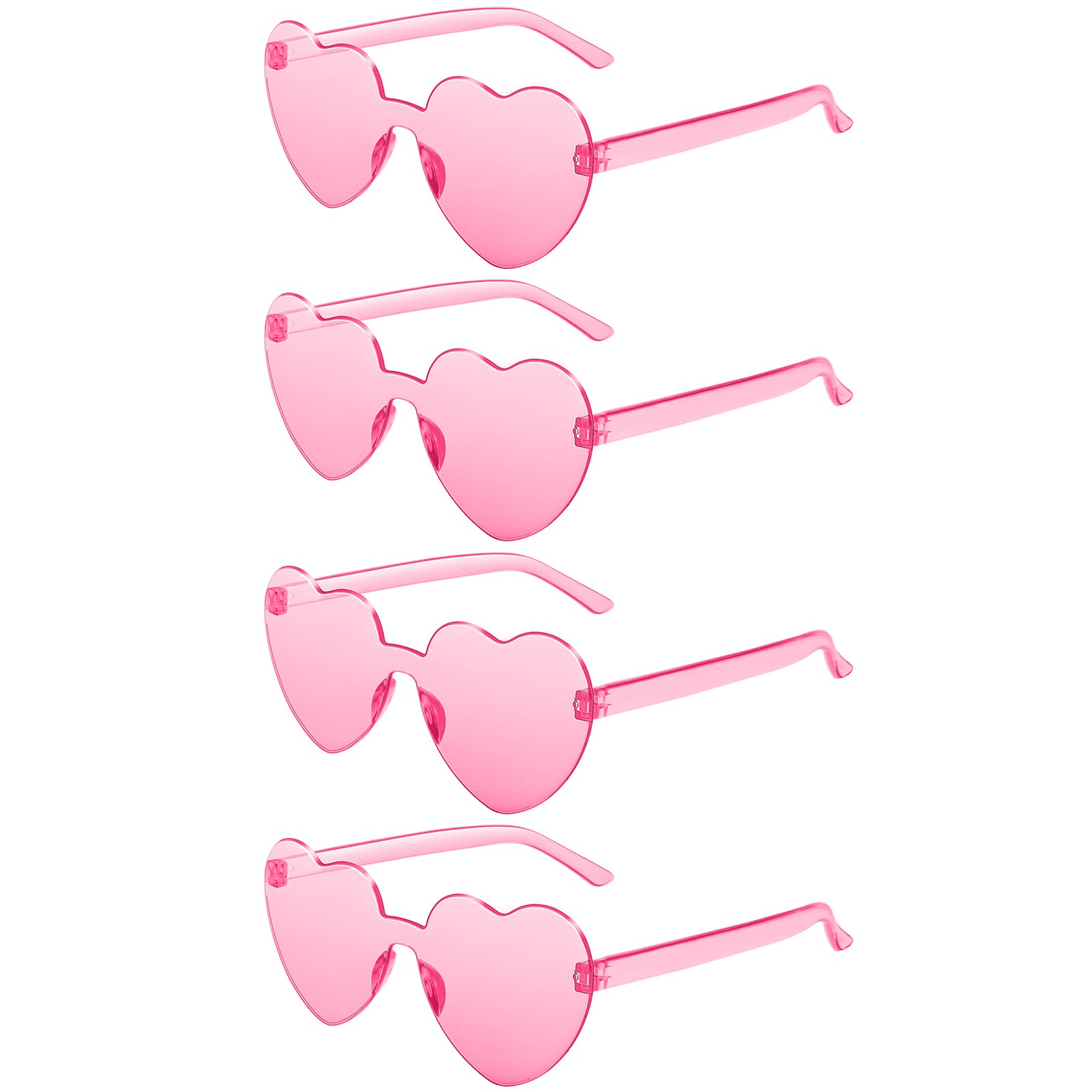 Chicpop 4 Pairs Heart Sunglasses for Women Heart Glasses Rimless Heart Shaped Sunglasses Fun Party Decorations