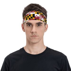 Jogging Headband Maryland Flags Men Women Breathable Sweatbands