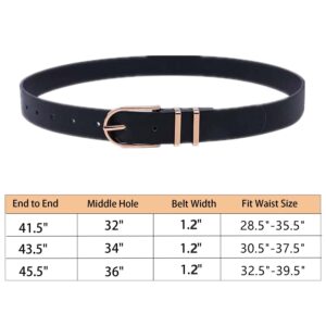 STRSTAR 3 Pack Women's Leather Belts for Jeans Pants Dresses Faux Leather Belt with Fashion Gold Buckle