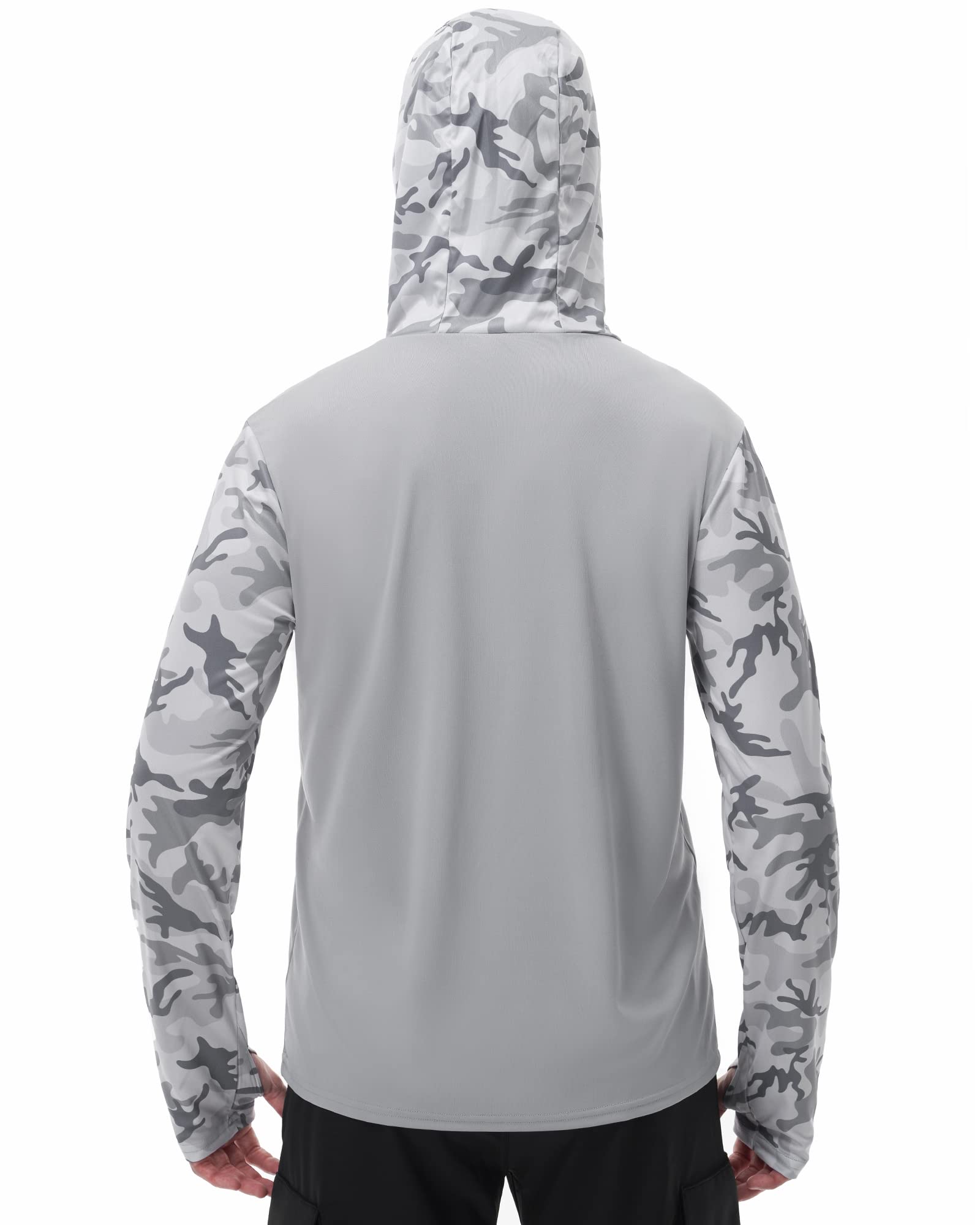 FISHEAL Mens SPF 50+ Fishing Hoodie Shirts - Long Sleeve Sun Protection Sweatshirts with Face Mask for Outdoor Running Wortout Hiking