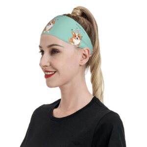 Workout Headband Cute Corgi Hairband Breathable Sweatbands