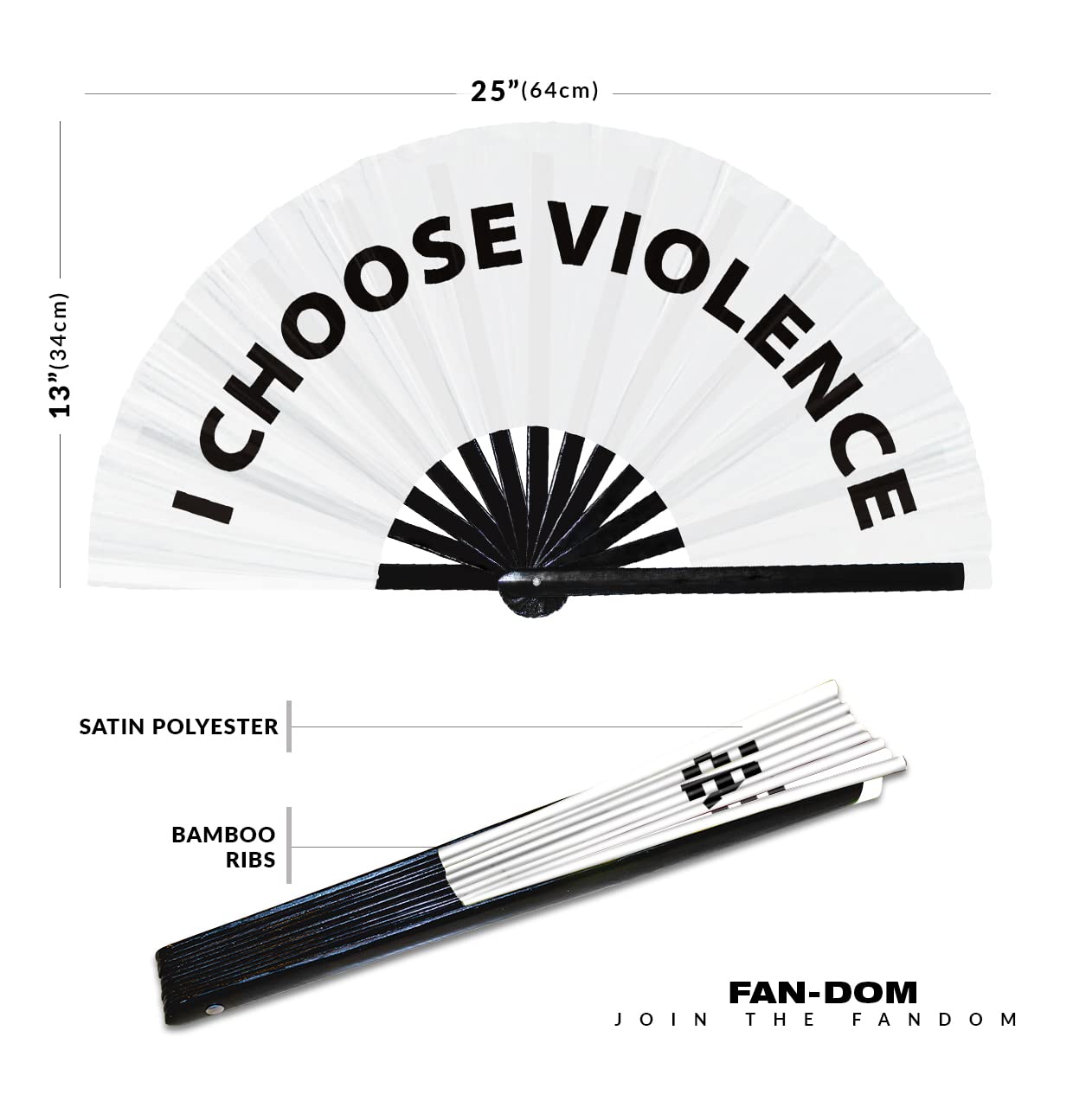 I Choose Violence hand fan foldable bamboo circuit hand fan funny gag slang words expressions statement gifts Festival accessories Rave handheld Circuit event fan Clack fans (White)