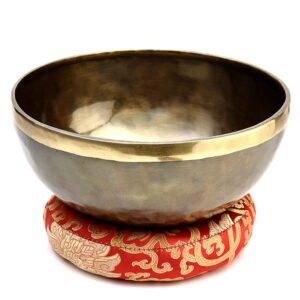 Himalayan Singing Bowl Set — 100% Handmade 8" Meditation Sound Bowl Handcrafted in Nepal with Mallet Striker & Cushion for Spiritual Healing, Mindfulness, Yoga & Relaxation, Flower of Life