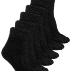 Bencailor 3 Pairs Women Toe Socks Fuzzy Toe Socks Warm Winter Toe Socks Five Toe Socks for Women Men, Size 5-8(Black)