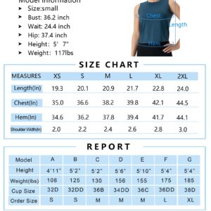 Ice Silk Workout Tops for Women Quick Dry Muscle Gym Running Shirts Sleeveless Dark Blue Green