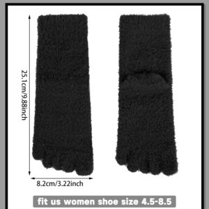 Bencailor 3 Pairs Women Toe Socks Fuzzy Toe Socks Warm Winter Toe Socks Five Toe Socks for Women Men, Size 5-8(Black)