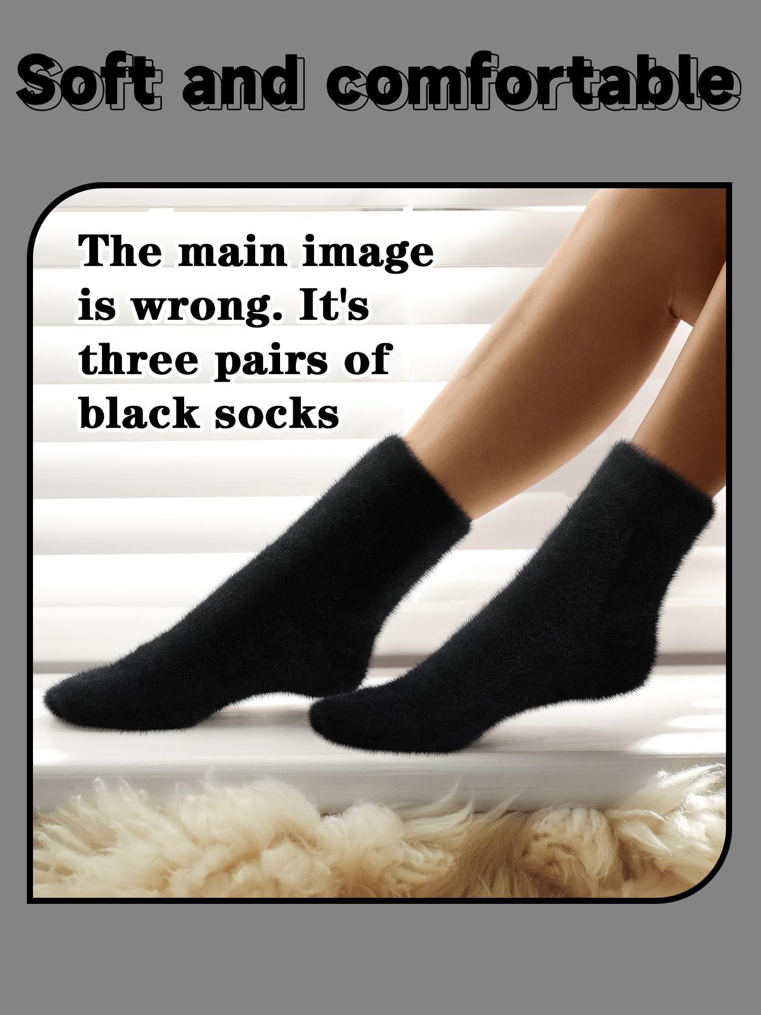 Bencailor 3 Pairs Women Toe Socks Fuzzy Toe Socks Warm Winter Toe Socks Five Toe Socks for Women Men, Size 5-8(Black)