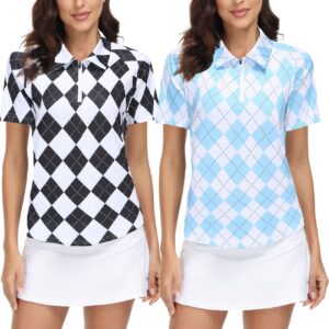 trendimax women's 2 pack short sleeve golf polo shirts lightweight quick dry athletic summer sport tops