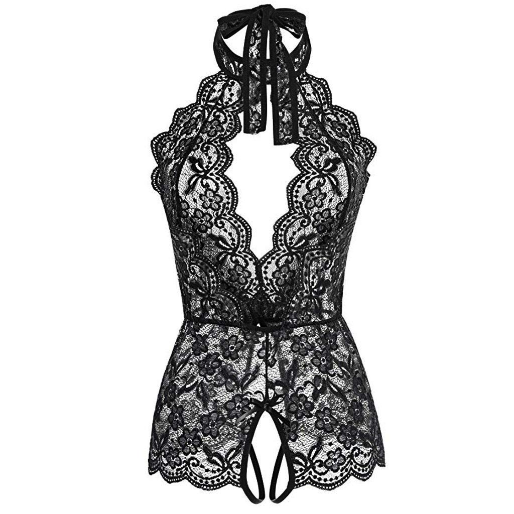 JJHAEVDY Women's Backless Sexy Lingerie Bodysuit Erotic Deep V Teddy Lace Babydoll Crotch Crotch Underwear Nightwear