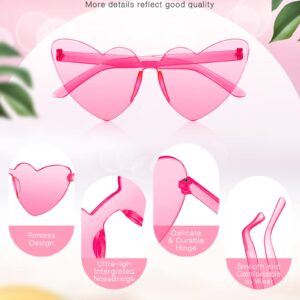 Chicpop Heart Shape Sunglasses Rimless Heart Sunglasses Colorful Heart Glasses for Valentine Mardi Gras Women Party Favor