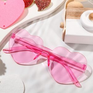 Chicpop 4 Pairs Heart Sunglasses for Women Heart Glasses Rimless Heart Shaped Sunglasses Fun Party Decorations