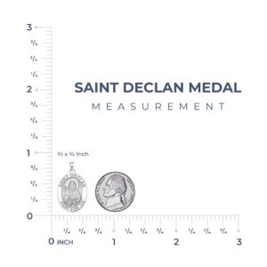 PicturesOnGold.com Saint Declan Oval Religious Medal EXCLUSIVE - Sterling Silver, 1/2 x 2/3 Inch Size of Dime With Engraving - Protection Jewelry Christian Gifts for Men & Women