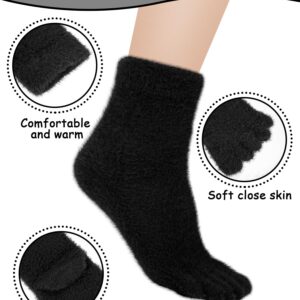 Bencailor 3 Pairs Women Toe Socks Fuzzy Toe Socks Warm Winter Toe Socks Five Toe Socks for Women Men, Size 5-8(Black)