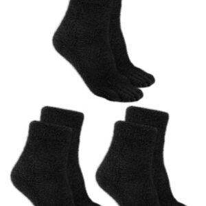 Bencailor 3 Pairs Women Toe Socks Fuzzy Toe Socks Warm Winter Toe Socks Five Toe Socks for Women Men, Size 5-8(Black)